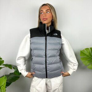 The North Face Women's Grey Nuptse 700 Puffer Gilet Winter Vest Down Filled RARE
